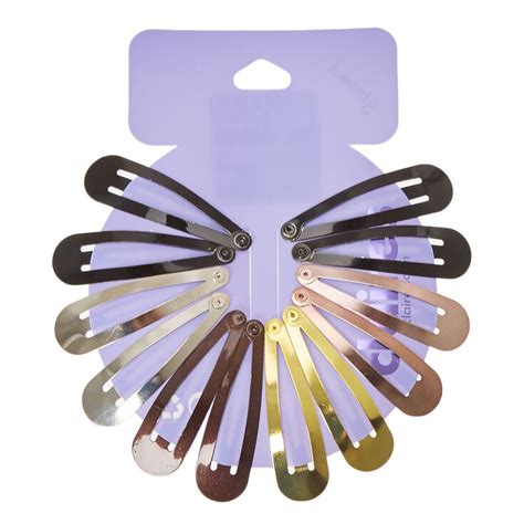 Mixed Metallic Snap Hair Clips 12 Pack Claires Us