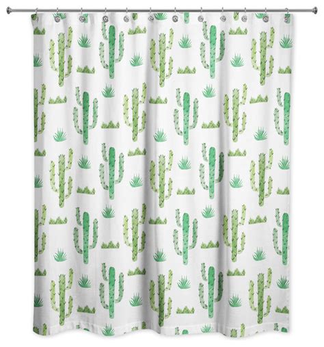 Watercolor Cacti 71x74 Shower Curtain Southwestern Shower Curtains