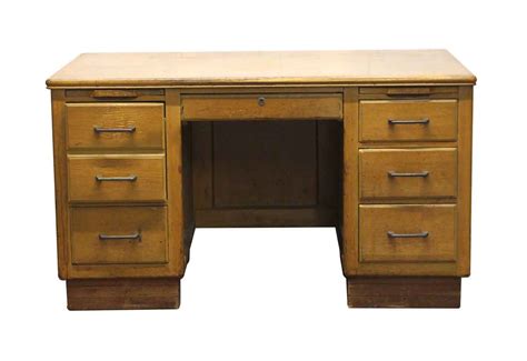 Vintage Six Drawer Solid Maple Wood Desk Olde Good Things