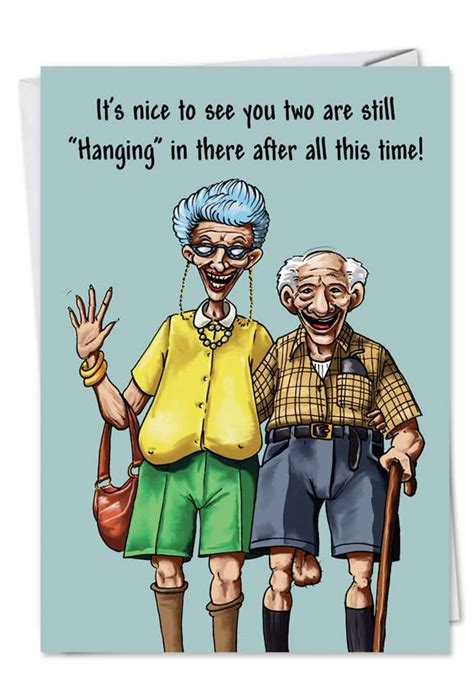 Hanging In There Funny Cartoon Anniversary Card