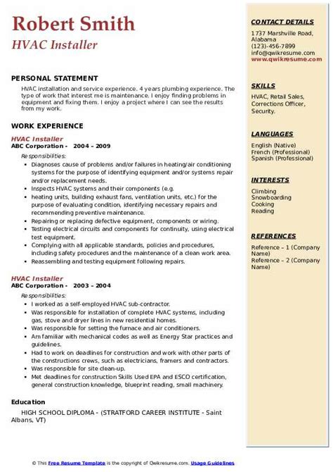 Best Cv For Hvac Job Best Things To Put On Your Hvac Resume Looking