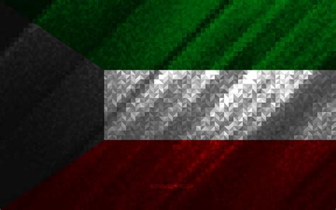Download Wallpapers Flag Of Kuwait Multicolored Abstraction Kuwait