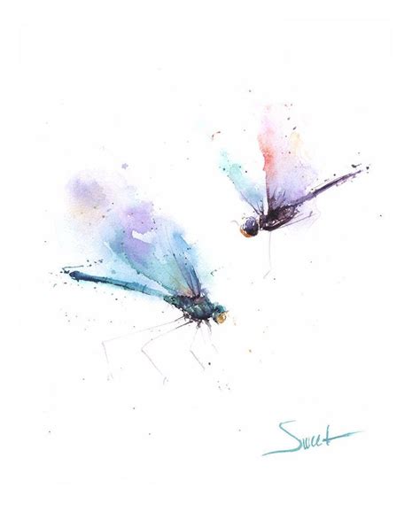 Dragonfly Art Print Dragonfly Watercolor Dragonfly Lover Etsy