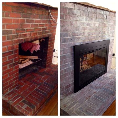Before And After Whitewashing Brick Hearth Now We Just Wait For The