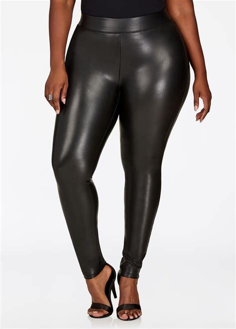 Faux Leather Pull On Legging Leather Plus Size Leggings
