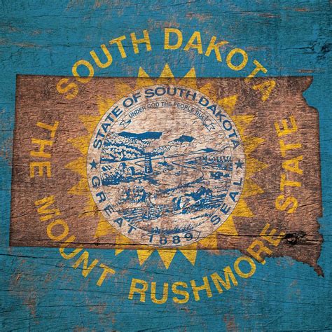 State Map Over South Dakota Flag Wall Art Digital Art