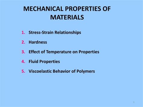 A physical property that does not depend on the amount of the material. PPT - MECHANICAL PROPERTIES OF MATERIALS PowerPoint ...