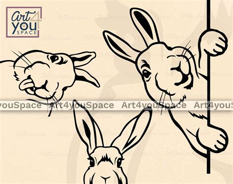 Funny Bunny Svg Rabbit Vector Peeking Animal Clipart - Etsy