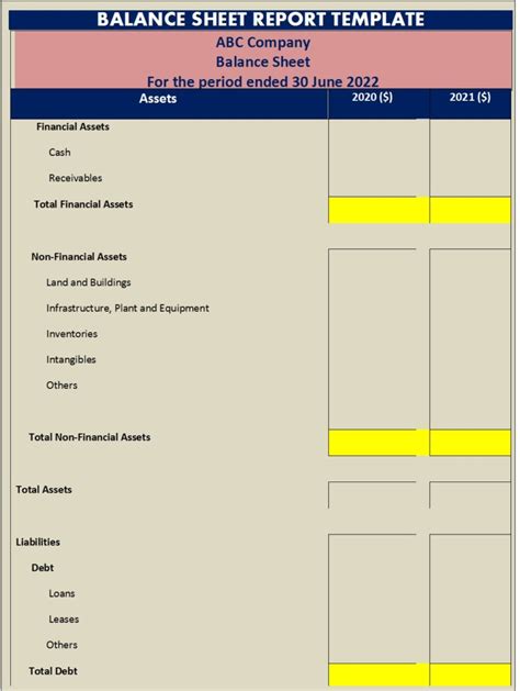 Latest Balance Sheet Report Template Free Report Templates