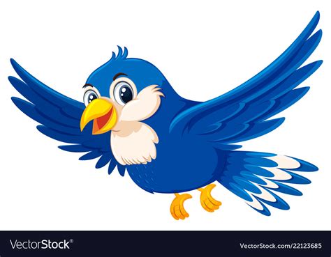 Cute Flying Blue Bird Royalty Free Vector Image