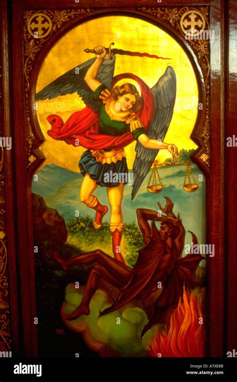 Painting Of Angel Slaying Demon At Coptic Orthodox Church Burr Ridge
