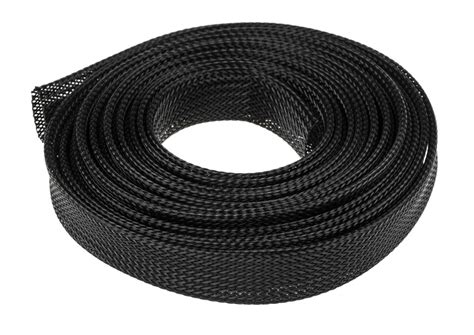 Rs Pro Expandable Braided Pet Black Cable Sleeve 20mm Diameter 5m