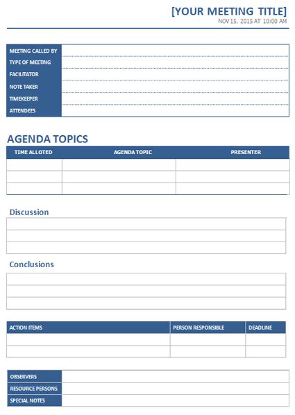 7 Free Printable Meeting Notes Templates Meeting Minutes Templates