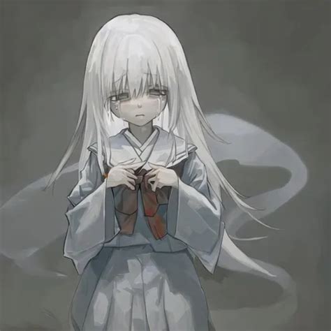 Sad Crying Ghost Girl Japanese Shool Uniform White H Openart