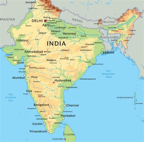 India Kart Se De Største Byer I India På Kart New Delhi Chennai Og