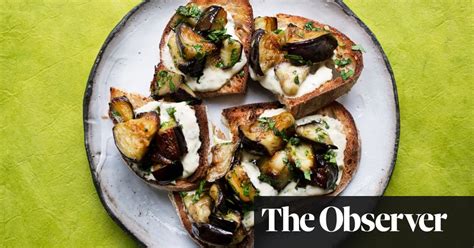 Nigel Slaters Recipe For Aubergines With Herb Cream On Sourdough The