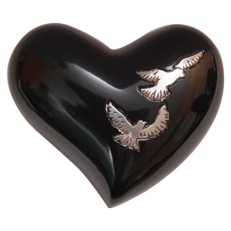 Flying Doves Mini Heart Keepsake Urn For Cremain Ashes