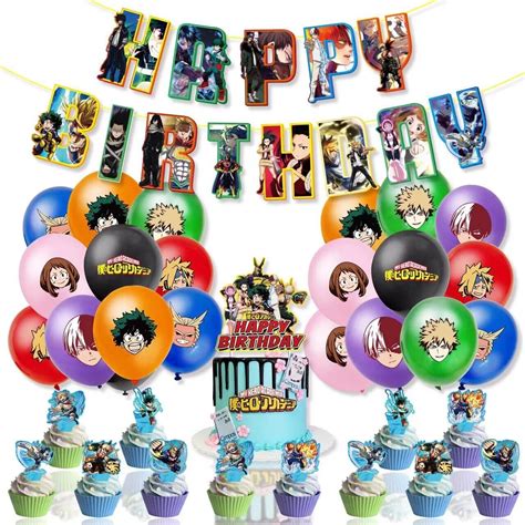 My Hero Academia Theme Birthday Party Decorate Balloon Banner Cake