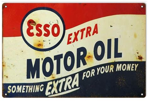 Esso Motor Oil Sign Vintage Aged Style Large 16 X 24 Inch 040 Gauge
