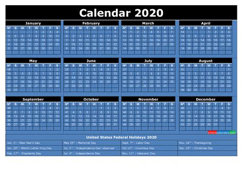 2020 Free Printable Calendar With Holidays Word Pdf