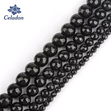 4mm 6mm 8mm 10mm Faceted Black Onyx Natural Stone Beads Agat Beads Cut