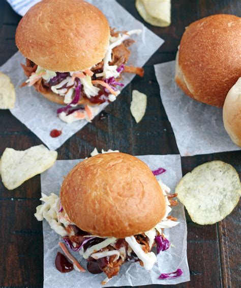 Slow Cooker Pulled Pork Sandwiches With Coleslaw Boys Baker