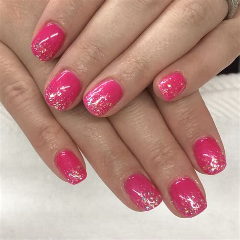 Hot Pink Glitter Gel Nails Glitter Gel Nails Gel Nails Gel Nail Designs