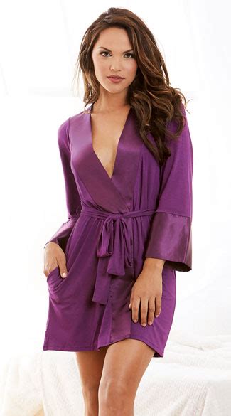 Plum Cutie Robe Purple Satin Robe Short Purple Robe
