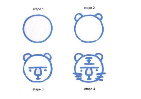 Leçon de dessin Une tête de tigre Dessins simples Facile à