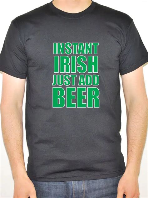 Shirt T Shirt Mens Crew Neck Short Sleeve Compression Instant Irish Just Add Beer Ireland St