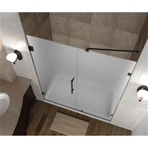 nautis 72 x 58 completely frameless hinged shower door frosted glass wayfair