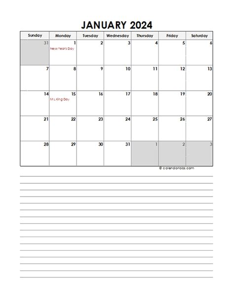 2024 Excel Monthly Calendar With Notes Free Printable Templates Cloud