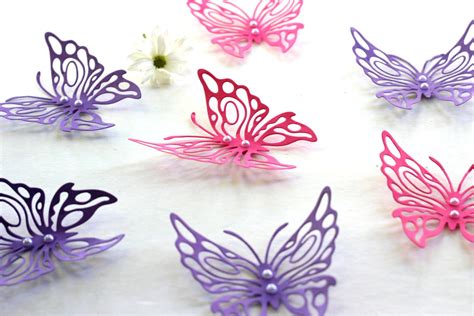 3d Butterfly Wall Art Pink And Purple Butterflies Paper