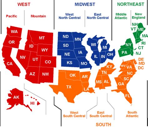 I Like This Version Of A Us Regions Map Divided Into 4 Overall