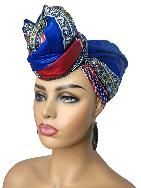 African Head Wraps For Women Blue Dashiki Headwrap For Black Etsy