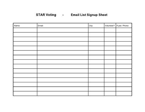 30 Best Email Sign Up Sheet Templates Wordexcel