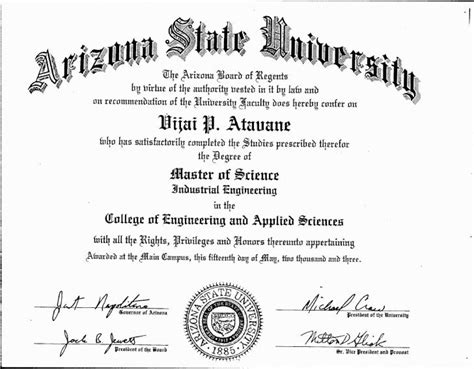 Engineering Degree Certificates