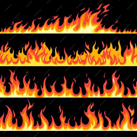 Premium Vector Fire Flame Seamless Pattern Set Bright Cartoon