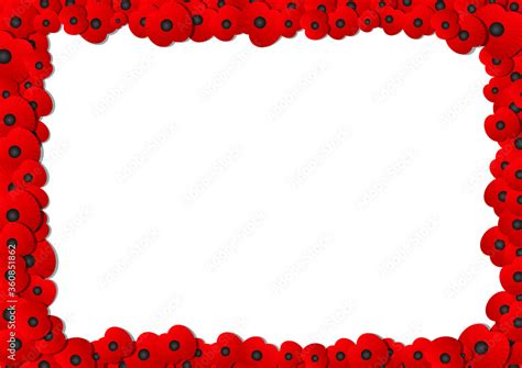 Remembrance Day Poppy Appeal Poppies Border Vector Stock Vektorgrafik