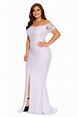 Formal Dresses - Plus Size White Off Shoulder Lace Evening Dress - 2XL ...