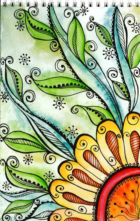 Sharpie Doodle Filled With Water Color And More Sharpie Doodle