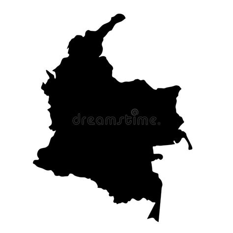 Mapa Negro De Las Fronteras Del País De La Silueta De Colombia En El