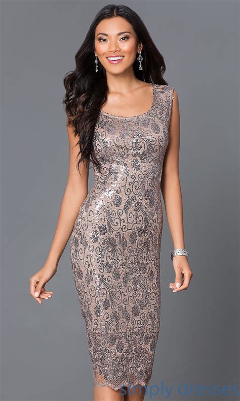 Knee Length Sequin And Lace Dress 6953 Dresses Short Semi Formal