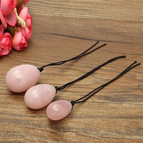 3pcsset Rose Quartz Crystal Eggs With Rope Yoni Eggs Massage Handball Massager Ball For