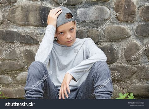 Sad Boy Outdoors Unhappy Teenager Child Stock Photo 1982269565