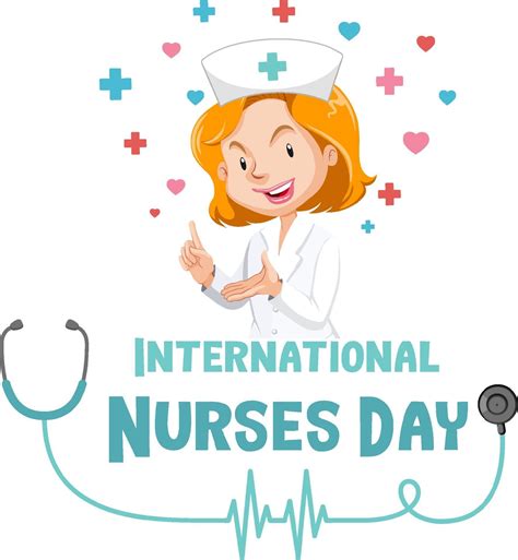 Happy International Nurses Day Font With Nurse Cartoon Character