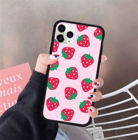 Strawberry Phone Case With Bumper Iphone 12 11 Pro 7 8 Xs Etsy