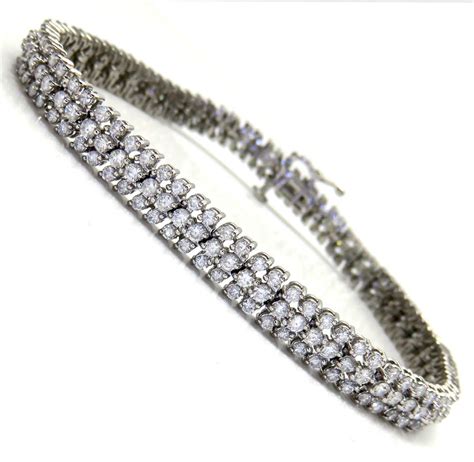 Buy 14k White Gold 3 Row Diamond Tennis Bracelet 750 Inches 400ct