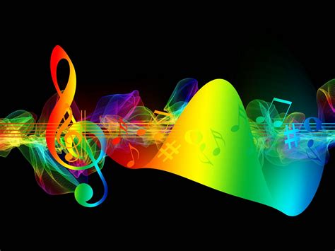 Download Wallpaper 1400x1050 Treble Clef Musical Notes Multicolored