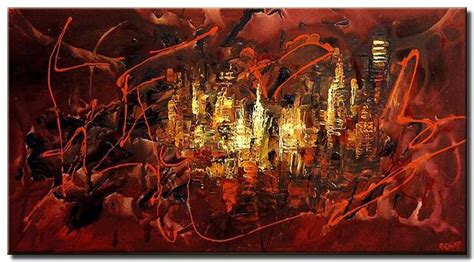 Painting For Sale Red Cityscape 3559
